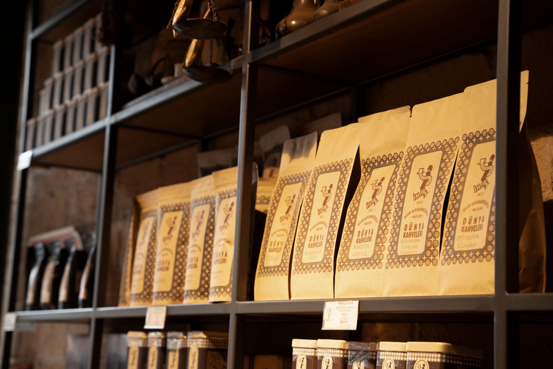 Shelves stocked and organized in a small business